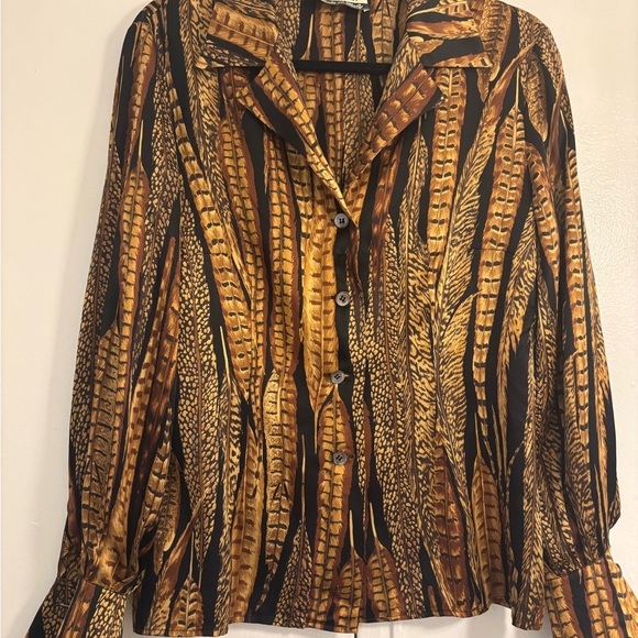 Vintage Valentino Sill Brown Pattern blouse - Picture 1 of 3